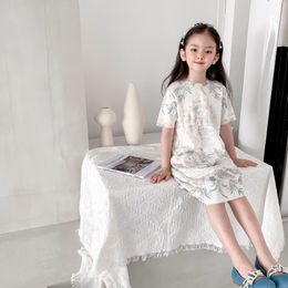 baby Girls Dress Spring Fall European and American Style Flower short sleeve dresses Toddler Girl Clothing 2-14 Yrs 244w