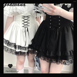 Skirts Lace Stitching Girl Women's High Waist Short Mini Skirt Japanese Mine Series Spring And Summer A Line