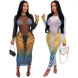 Swimwear Cover Up Women Beach Outing 2024 Outfits Swim For And Swimsuit Sexy Costumes Tunic Round Neck Perspective Printed