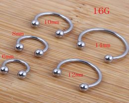 Nose ring 100pcslot mix 68101214mm stainless steel body jewelry horseshoe Ring7292170