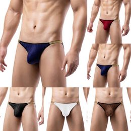 Underpants Mens High Slit Thong Briefs Big Bikini Sexy Low Waist Mesh Plus Size Men Underwear