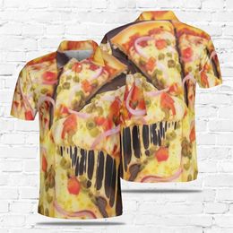 Men's Polos Delicious Food 3D Print Polo Shirts For Men Clothes Harajuku Fashion Design Short Sleeve Shirt Noodle Hamburger Pizza Tops