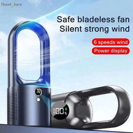 Electric Rechargeable Fan Bladeless Floor Standing Fan Cooling Child Safety Tower 2000mAh Fan Household Air Cooler 6 Gears 240507