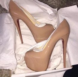 Dress Shoes Peep Toe Leather Platform Luxury Pumps Elegant Lady Stiletto High Heel Slip On Nude Women Party 2024
