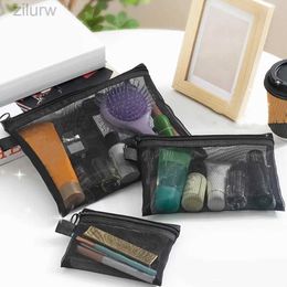 Cosmetic Bags Makeup Bag See through Large Open Portable Travel Makeup Bag Headphone Key Stoarge Mesh Bag Toilet Mesh Bag d240425