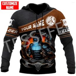 Men's Hoodies Fashion Custom Name Cosplay Welder Worker Retro Tracksuit Sweatshirts 3DPrint Harajuku Casual Pullover Jacket Funny Y