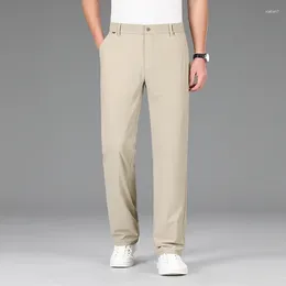 Men's Pants Solid Spring Autumn High Waisted Pockets Button Zipper Casual Straight Leg Trousers Sweatpants Men Preppy Style