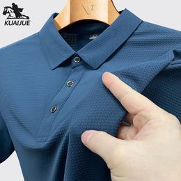 Mens Polo Shirt M-7XL 8XL 9XL Summer High Quality Mens Short sleeved Polo Shirt Ice Silk Mens Business Casual Polo Shirt A90 240425