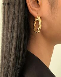 Punk Thick Hoop Earrings For Women Fashion Gold/Silver Colour Circle 2021 Trendy Round Female & Huggie7240553