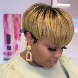 Pixie Cut Wig Human Hair 1B/27 Short Wigs for Black Women HumanHair Tapered Hairstyle Wear And Go Glueless Short Human Hair Wigs With Bangs