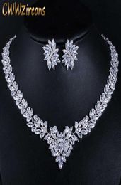CWWZircons Super Luxury Bridal CZ Jewellery White Gold Colour African Wedding Cubic Zirconia Beads Jewellery Sets for Brides T146 H10224814779