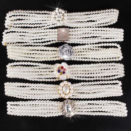 Top Selling Pearl Belt for Women Crystal Sashes Wedding Bridal Belt Designer Sexy Bridesmaid Dress Girl Waist Chain 236d