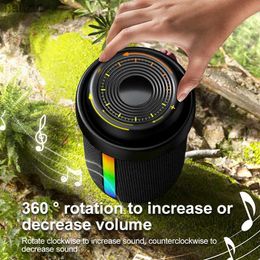 Portable Speakers Rockmia Audio EBS-706 6W 1200Mah Mini Portable RGB Speaker Bluetooth 5.3 Power Bass with Volume Knob Built in Microphone TF Type C WX