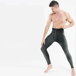 Men's Thermal Underwear 500g Winter Warm Men Long Johns Thick Velvet Man Elastic High Waist Leggings Underpants Pantalon Black 556
