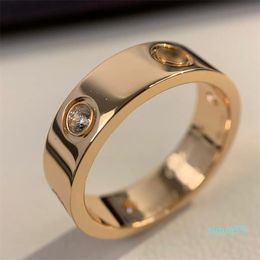 3 diamonds Love ring 5.5mm V gold 18K US size will never fade wedding ring luxury brand official reproductions With box couple rings Premium Gift