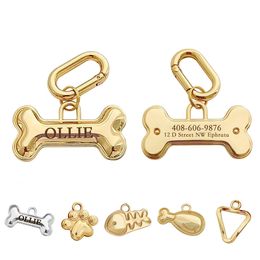 Memopaw Design Personalised Pet Dog Name Tag Copper Free Engraving Antilost Collars for Dogs Cats Nameplate 240508
