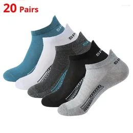 Men's Socks 20 Pairs Mens Summer Thin Mesh Lightweight And Breathable Polyester Sports Sweat Absorbing Short