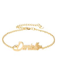 18k Gold plated Stainless Steel Nameplate Bracelets Letter quotDaniellequot Charm Bracelets for Women Personalised Custom Char8266558