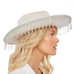 Berets Rhinestones Tassel Hat Cowgirl Bride Cowboys Bachelorette Party For Bridal