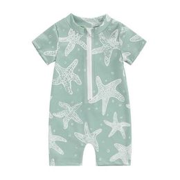 Pieces de uma peças de garoto de menino de menino bebê garoto de menina para precipitação menino Rashguard Rashguard Prind Print Starfish Infant Baby Swimsuit Beachwear H240508