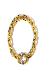 18k sun Gold Silver retro metal new thick chain bracelet for men and women Fashion European American design313c8163497