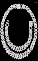 Chains MM Iced Out Miami Cuban Link Chain Necklace For Women Men Golden Prong Rhombus Collar Choker Hip Hop JewelryChains3746342