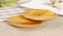 Natural bamboo small round dishes tea mat coaster Rural amorous feelings wooden sauce and vinegar plates Tableware plates tray4123997