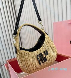 Straw plaited Underarm bag Cross body bags totes lady Portable Shoulders Wander wicker woven handbag purses