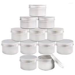 Storage Bottles 12Pcs 4Oz Metal Candle Tins For DIY Making With Screw Lids Crafts (Silver)