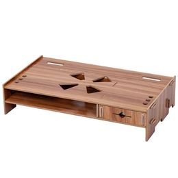 Other Computer Components Diy Wooden Laptop Stand Holder Monitor Riser Desk Organiser Base With Storage Ders - Cherry Wood Drop Delive Otfuu