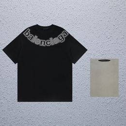 Paris men's T-shirt designer brand BA short sleeved T-shirt pullover pure cotton women's T-shirt loose fitting T-shirt with hot diamond technology letter short sleeves k2