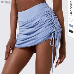 Skirts 2024 New Anti-glare Tennis Skirt Badminton Skirt Sports Short Skirt Womens Quick-drying Hakama Running Skirts Y240508