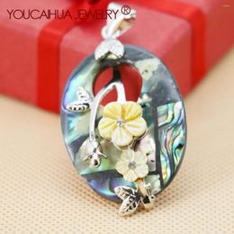 Pendant Necklaces 30X40mm Ethnic Chic Natural Abalone Seashells Sea Shell Material Pendants DIY Beads Embroider Flower Jewelry Making Design