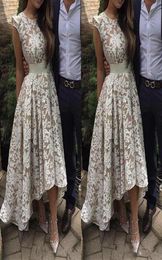 2021 New Elegant Cap Sleeves High low Evening Dresses White Champagne Lining Lace Appliques Formal Party Prom Gowns Custom Made6222324