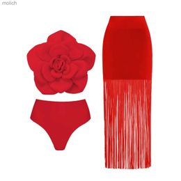 Women's Swimwear Flower Bikini Luxury Designer Swimsuit Women Sexy Swimwear High Waist Solid Red Swimsuits Desire Bodysuit Bathingsuit Beachwear WX