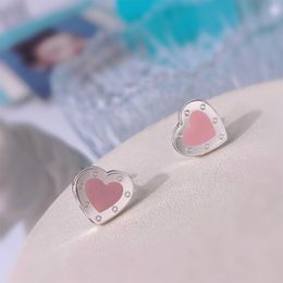 luxury love heart designer earrings for women silver stainless steel oorbellen aretes brincos lovely sweet pink hearts earings earring ear rings Jewellery gift