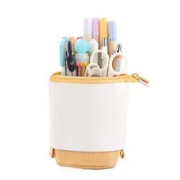 Cute Standing Pencil Case PU Corduroy Stand-up Colorful Organizer For Keeping Small Items Or Accessories