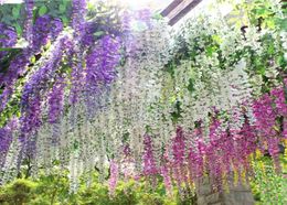 Romantic Artificial Flowers Simulation Wisteria Vine Wedding Decorations Long Plant Bouquet Room Office Garden Bridal Accessories 8814629