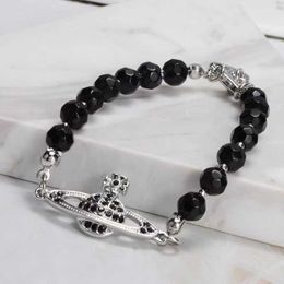 Designer Westwood one layer of black crystal Saturn bracelet lobster buckle label Instagram female