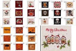 Christmas Flax Garden Flag 4732cm Double Sided Digital Printed Linen Garden Flag Halloween Pumpkin Skull Christmas Elk Garden Dec5918530