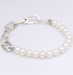 ME Freshwater Cultured Pearl bracelet chain Jewellery 925 sterling Silver Bracelets Women Charm Beads sets for p with logo ale Bangle birthday Gift 599694C019730620