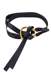 Fashion trend twolayer leather belt with large horseshoe buckle and women039s decorative waist seal5576471