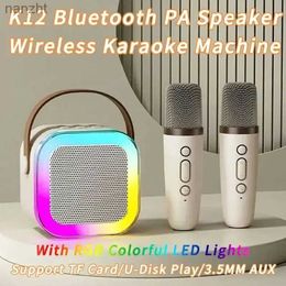 Portable Speakers Cell Phone Speakers K12 Karaoke Bluetooth 2 Wireless Microphone Home Singing Portable Bluetooth 5.3 PA Speaker System Sound Box WX