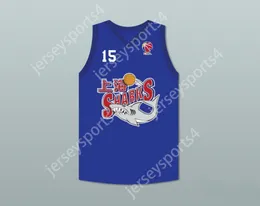 CUSTOM NAY Mens Youth/Kids YAO MING 15 SHANGHAI SHARKS BLUE BASKETBALL JERSEY WITH CBA PATCH TOP Stitched S-6XL