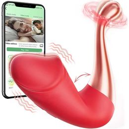 Other Health Beauty Items Bluetooth APP Control Dildo Vibrator for Women Panties 2 in1 Clitoris Stimulator G Spot Massager Fast Orgasm s for Adults Y240503