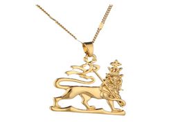 Gold Colour African Ethiopian Lion Pendant Necklace Lion of Judah Trendy Animal Chain Jewellery Ethnic Gifts1871064