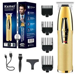 Hair Trimmer Kemei Metal Professional Hair Beard Clipper For Men Grooming Rechargeable Hair Trimmer Electric Hair Cutting Machine Lithium T240507
