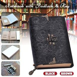 Soft Diary Key Leather Notebook Writing Travel Paper Embossed For Business Sketching And With Pattern Notepad Lock Supplies