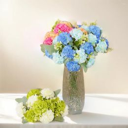 Decorative Flowers 33CM Artificial Flower Silk Hydrangea White Wedding Small Bouquet Fake For Party DIY Mariage Office Decoration