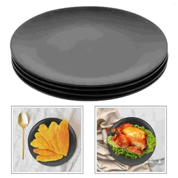 Dinnerware Sets 4 Pcs Black Melamine Plate Set Dinner Round Dish Commercial For Appetiser Lunch Party Bottom